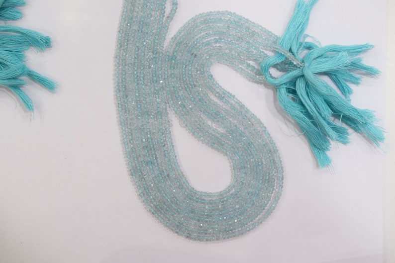 13 3.25 mm Natural Aquamarine Rondelle Beads 4BGI59 Aquamarine Faceted Beads