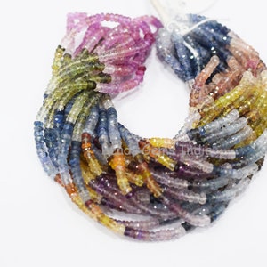 Multi Sapphire Rondelle Beads, Multi Sapphire Faceted Beads ,Sold By Strand , 3.75-4 mm, 17", 18BGI832D