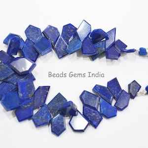 Lapis Lazuli Geometrische Schliff Tabletten Form Perlen, Lapis Lazuli Briolettes, per Strang verkauft, 8x10 - 11x18 mm, 7&quot;, 20BGI069