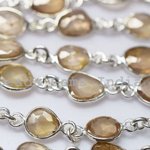 Schöne natürliche Champagne Zirkon Free Form Connector Kette - Champagne Zircon facettierte Lünette Stecker Gliederkette, 5 - 7 mm - 5BGI911