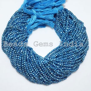 Mystic Blue Topaz Pyrite Rondelle Beads, Mystic Blue Topaz Pyrite Faceted Beads, 3.50 - 4 mm, 13&quot;, 9BGI77