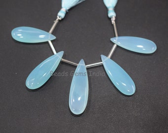 Amazing Aqua Chalcedony Smooth Face Drill Briolette, Aqua Chalcedony Long Pear Shape Briolettes , Vendido por Strand , 11x26-14x38 mm, 18BGI639