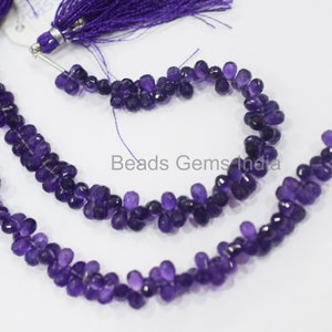 Purple Amethyst Tear Drop Shape Briolette , Purple Amethyst Faceted Briolettes , Sold By Strand , 4x6-4.5x6 mm, 7&quot;, BL-4BGI136