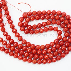 Red Bamboo Coral Round Beads, Red Bamboo Coral Smooth Beads, Red Bamboo Coral Beads ,Sold By Strand, 5 mm, 15.5&quot;, 9BGI96