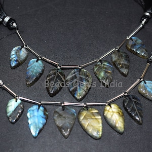 7 Pieces in a Strand Labradorite Carved Leaf Briolette , Labradorite Face Drill Briolettes, Sold By Strand , 12x15-15x23 mm ,  17bgi703