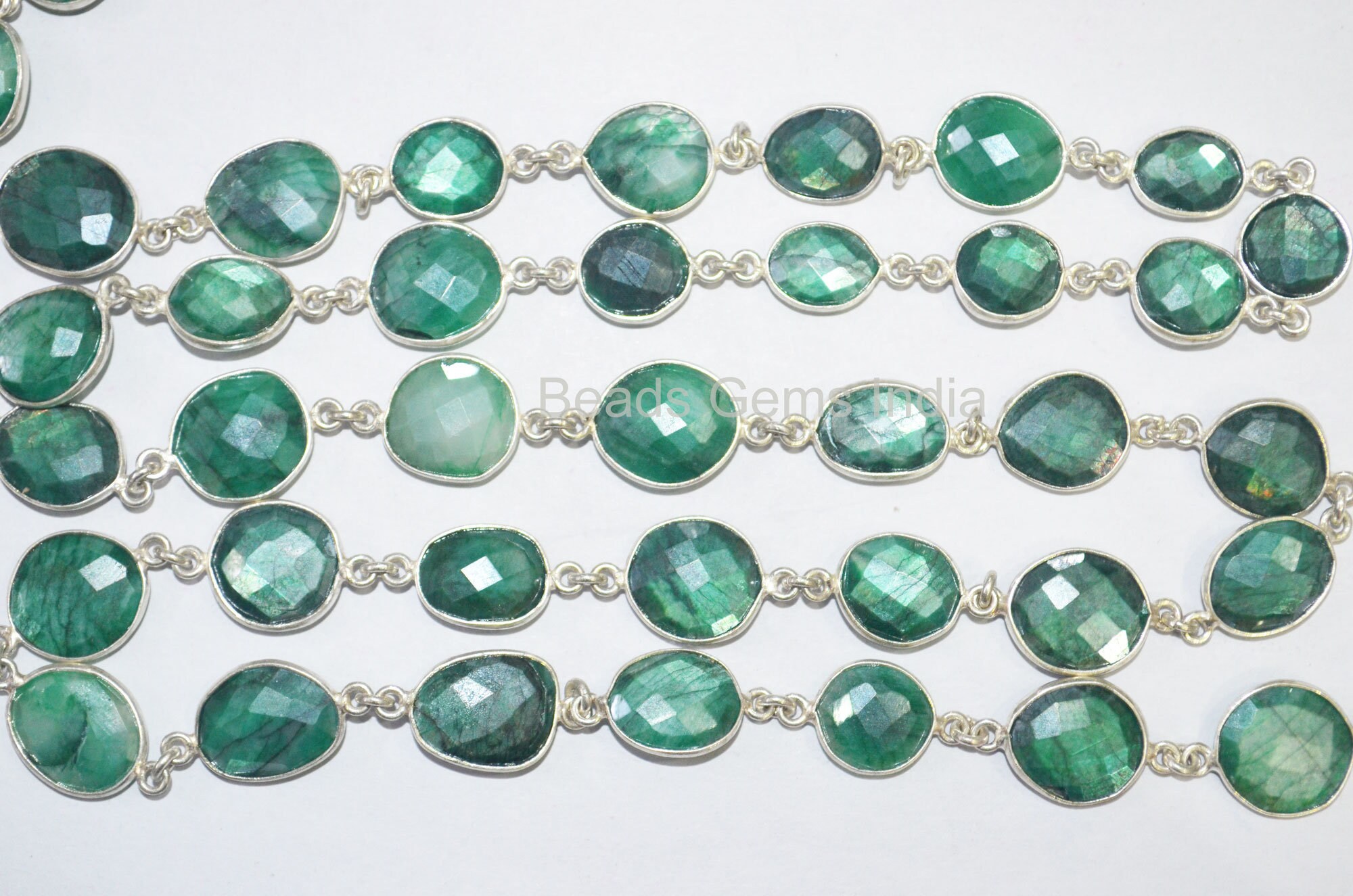 Mystic Emerald Green Natural Moonstone Connector Chain Mystic Emerald Green Natural Moonstone Connector Chain