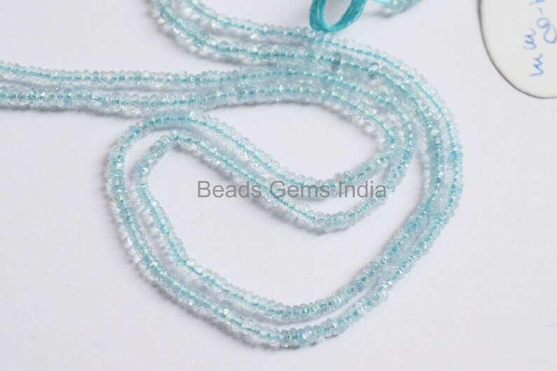 Aquamarine Beads Sold By Strand BL-5BGI069 Aquamarine Rondelle Beads Aquamarine Faceted Beads 13/'/' 3-4 mm