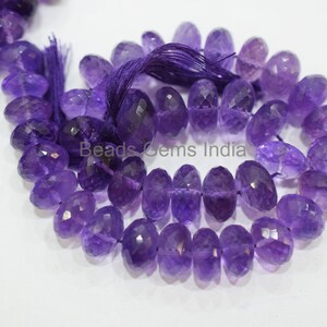 Good Quality Amethyst Faceted Beads, Amethyst Rondelle Beads, Amethyst Beads, Sold By Strand, 8-14 mm,10&#39;&#39;,MC-2BGI22L