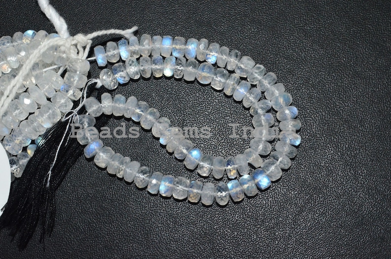 White Rainbow Moonstone Faceted Beads Natural White Rainbow Moonstone Rondelle Beads 90BGI30 10 6.25 mm