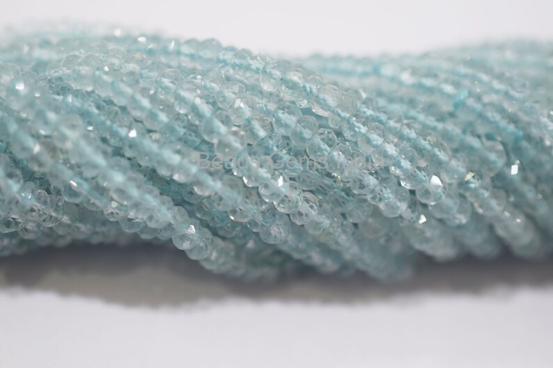 13 3.25 mm Natural Aquamarine Rondelle Beads 4BGI59 Aquamarine Faceted Beads