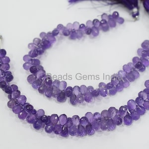 Purple Amethyst Tear Drop Shape Briolette , Purple Amethyst Faceted Briolettes , Sold By Strand , 4.5x6-5x8 mm, 7&quot;, BL-4BGI134