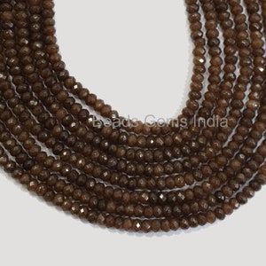 Chocolate Jade Rondelle Beads, Chocolate Jade Beads, Chocolate Jade Faceted Beads ,Sold By Strand , 4-4.5 mm, 14&quot;, MC-3BGI96