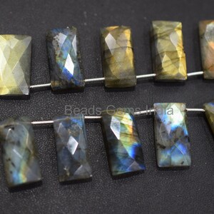 Labradorite Faceted Briolette , Labradorite Baguette Shape Briolettes, 11 Pieces in a Strand, Sold By Strand , 10x20 mm , 7&quot;, BL-6BGI007