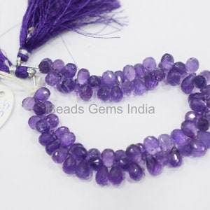 Purple Amethyst Tear Drop Shape Briolette , Purple Amethyst Faceted Briolettes , Sold By Strand , 5.5x7.5-6x9 mm, 7&quot;, BL-4BGI135