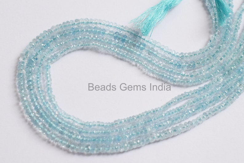 Aquamarine Beads Sold By Strand BL-5BGI069 Aquamarine Rondelle Beads Aquamarine Faceted Beads 13/'/' 3-4 mm