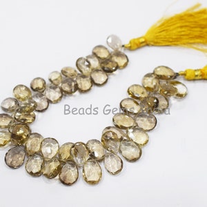 Shaded Beer Quartz Pear Shape Briolette , Shaded Beer Quartz Faceted Briolettes ,Sold By Strand , 11x7.5-13x9.5 mm, 8&quot;, BL-6BGI23