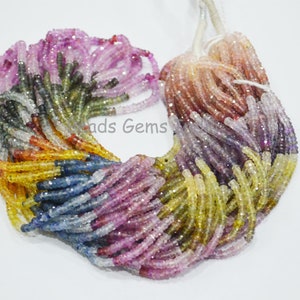 Multi Sapphire Rondelle Beads, Multi Sapphire Faceted Beads ,Sold By Strand , 3.25 mm, 17&quot;, 18BGI832I