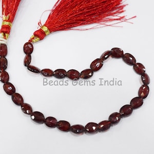 Mozambique Garnet Oval Shape Briolette , Mozambique Garnet Faceted Briolettes ,Sold By Strand, 5.5x6-5.5x7 mm, 8", BL-1BGI547