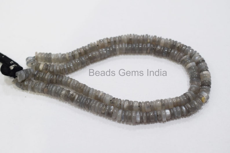 Grey Moonstone Tyre Shape Beads Grey Moonstone Beads 17/'/' Natural Grey Moonstone Smooth Beads Sold By Strand MC-1BGI59 5-6 mm