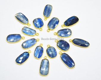 Blue Himalayan Kyanite Slice Shape Connector , Himalayan Kyanite Faceted Single Bail Connector , Sold By Piece , 12x14 - 13x20 mm , 7BGI127