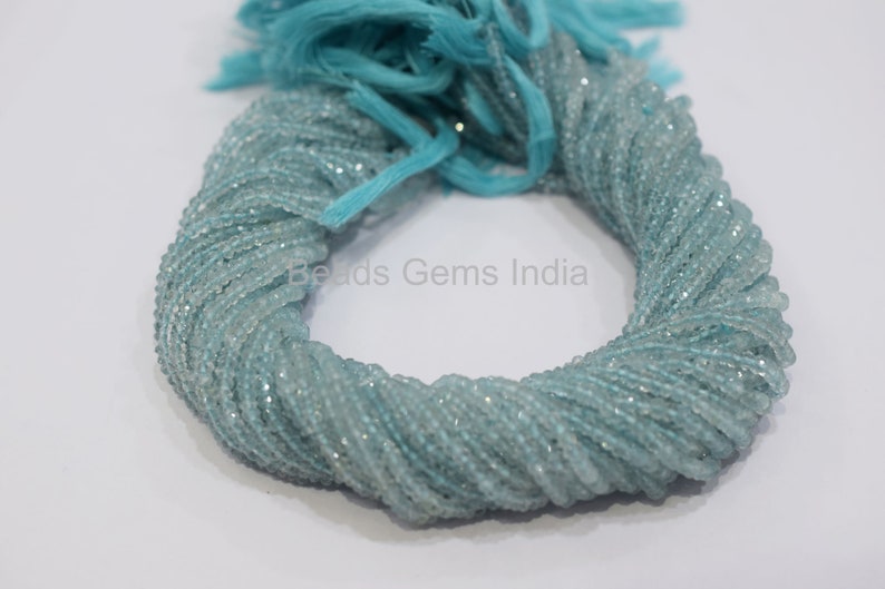 13 3.25 mm Natural Aquamarine Rondelle Beads 4BGI59 Aquamarine Faceted Beads