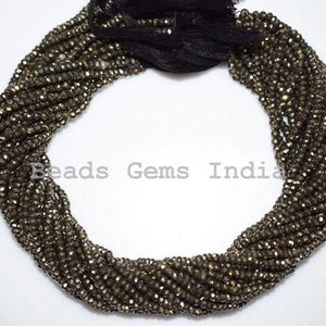Natural Pyrite Rondelle Beads, Pyrite Faceted Beads, 3.50 mm, 13&quot;, 6BGI72