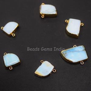 Intriguing Peruvian Blue Opal Electroplated Connector ,Peruvian Blue Opal Fancy Connector, Sold By Piece , Double Bail , 18-28 mm , 18BGI375