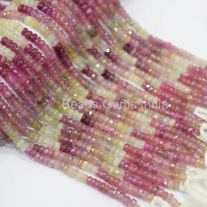 UMBA Pink Sapphire Shaded Faceted Beads, Pink Sapphire Rondelle Beads, Pink Sapphire Beads ,Sold By Strand, 4.75 mm, 14&#39;&#39; , BL-6BGI467D