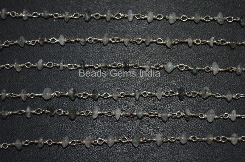 6BGI181C Sold By Foot 3-3.5 mm Black Rutile Smooth Uneven Rondelle Chain Black Rutile Rosary Beaded Chain