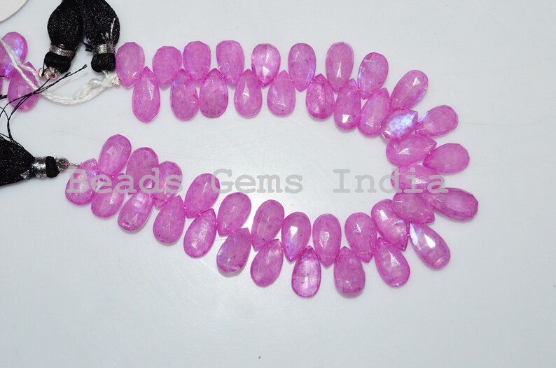 Rainbow Moonstone Pear Shape Mystic Coated Beads 7.50x13-8x13.50 mm Hot Pink Color Coated Rainbow Moonstone Faceted Beads 8 90BGI87