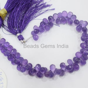 Purple Amethyst Tear Drop Shape Briolette , Purple Amethyst Faceted Briolettes , Sold By Strand , 4.5x7-5.5x8 mm, 7&quot;, BL-4BGI137