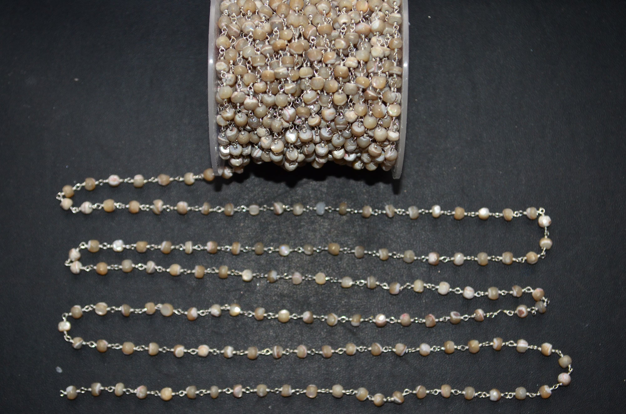 Exclusive Mother of Pearl Rondelle Faceted Chain Pearl MOP - Etsy