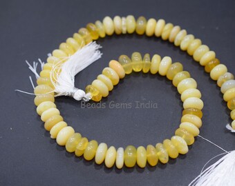 Gele Opal Rondelle Vorm Kralen, Gele Opaal Gladde Kralen, Verkocht door Strand , 11 tot 13 mm , 16 ", 19BGI531
