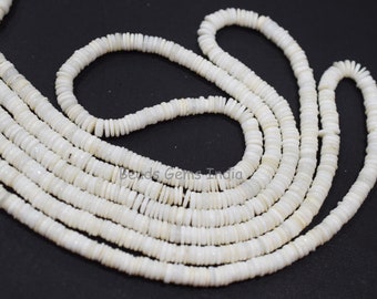 Weiße Korallen glatte Reifenperlen, weiße Korallen glatte Perlen, Verkauft nach Strang, 4.5-5.5 mm, 16", 18BGI141