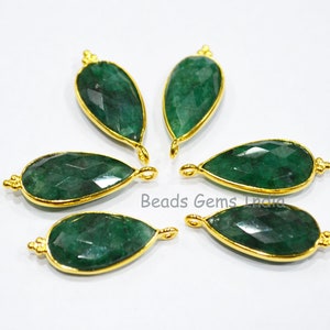Corundum Emerald Faceted Pear Shape Connector , Corundum Emerald Single Bail Connector ,  Sold By Piece , 11x23 mm , 6BGI860