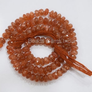 Natural Sunstone Rondelle Beads, Sunstone Faceted Beads, Sunstone Beads, Sold By Strand , 6 mm, 13&quot;, MC-4BGI44E