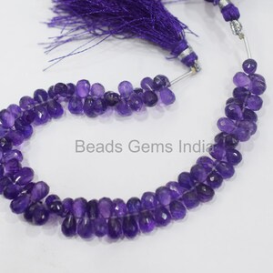 Purple Amethyst Tear Drop Shape Briolette , Purple Amethyst Faceted Briolettes , Sold By Strand , 4.5x6.5-5x7 mm, 7&quot;, BL-4BGI140