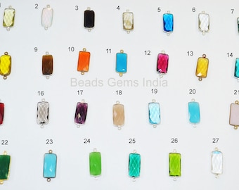 Flerfärgad Hydro Glass Baguette-koppling med dubbel bygel, Flerfärgad Baguette-koppling med fasetterad bezel, Säljs styckvis, 10 x 20 mm - 6BGI215