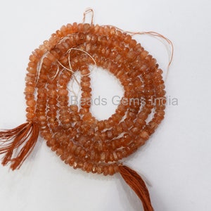 Natural Sunstone Rondelle Beads, Sunstone Faceted Beads, Sunstone Beads, Sold By Strand , 5 mm, 13&quot;, MC-4BGI44