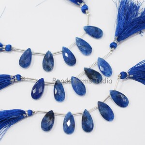 5 Pcs. Enchanting Dyed Sapphire Pear Shape Briolette , Dyed Sapphire Faceted Briolettes ,Sold By Strand , 10x20 mm, 18bgi654A