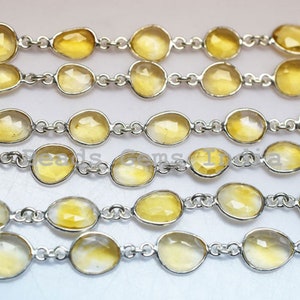 Natural Citrine Free Form Shape Connector Chain - Natural Citrine Faceted Bezel Connector Link Chain , 7 - 11 mm - 5BGI914