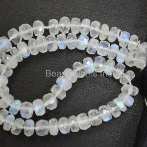 White Rainbow Moonstone Faceted Beads, White Rainbow Moonstone Rondelle Beads, Sold By Strand, 5.75 mm, 10'',MC-14BGI53