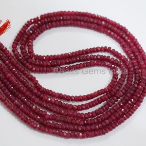 Geverfd robijn rondelle kralen, geverfd ruby (Corundum) Faceted Kralen, geverfd Ruby Beads, Sold By Strand ,16&quot;, 9BGI31A
