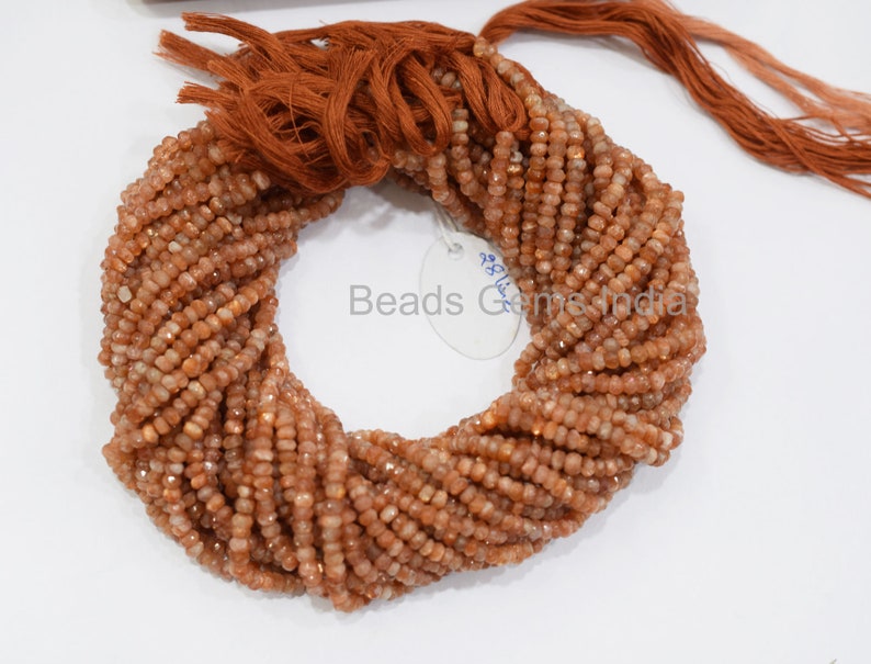 Sold By Strand Sunstone Faceted Beads 13 MC-4BGI43 Sunstone Beads 4 mm Natural Sunstone Rondelle Beads