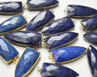 Royal Double Bail Fancy Shape Lapis Lazuli Gold Electroplated Connector Jewelry Royal Double Bail Fancy Shape Lapis Lazuli Gold Electroplated Connector Jewelry
