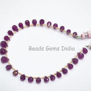 Natural Ruby Tear Drops Shape Beads , Ruby Faceted Briolettes , Vendido por Strand , 6x8 - 7x10 mm , 9", 18BGI116