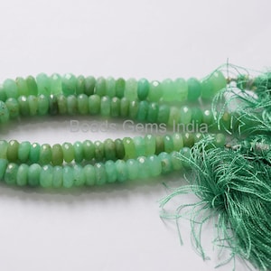 Natural Australian Chrysoprase Rondelle Shape Beads , Australian Chrysoprase Faceted Briolettes , 7.5 to 9 mm , 220ct. ,  7.5&quot;, MC-0BGI31