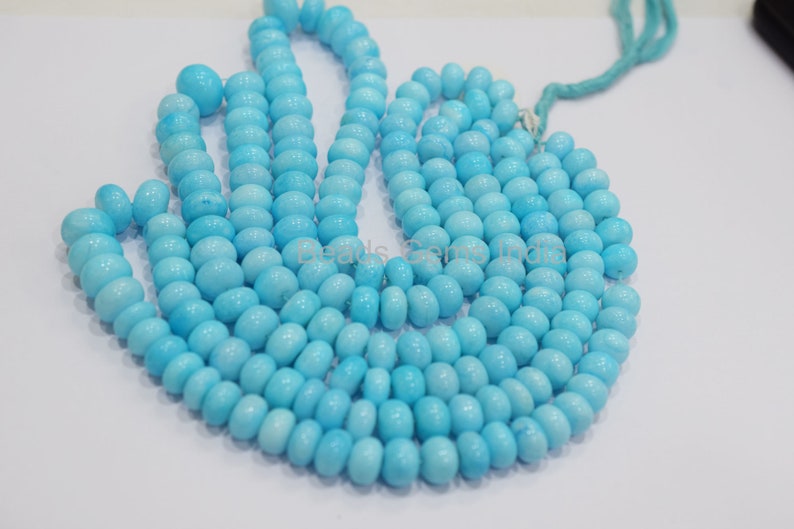18/'/',MC-5BGI15C 9-15 mm Blue Opal Beads Peru Blue Opal Smooth Beads Sold By Strand Blue Opal Rondelle Beads