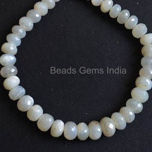 White Moonstone Silverite Faceted Beads, White Moonstone Silverite Rondelle Beads, Sold By Strand, 7-11.5 mm, 16&#39;&#39;,MC-5BGI64