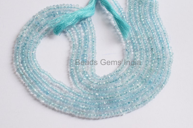 Aquamarine Beads Sold By Strand BL-5BGI069 Aquamarine Rondelle Beads Aquamarine Faceted Beads 13/'/' 3-4 mm